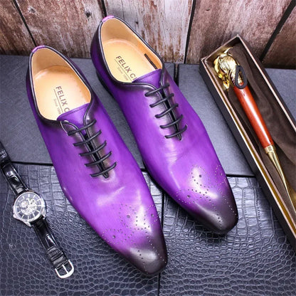 Chaussures d'affaires italiennes originales en cuir véritable faites à la main pour hommes, chaussures Derby à la mode pour marié et mariage, mocassins