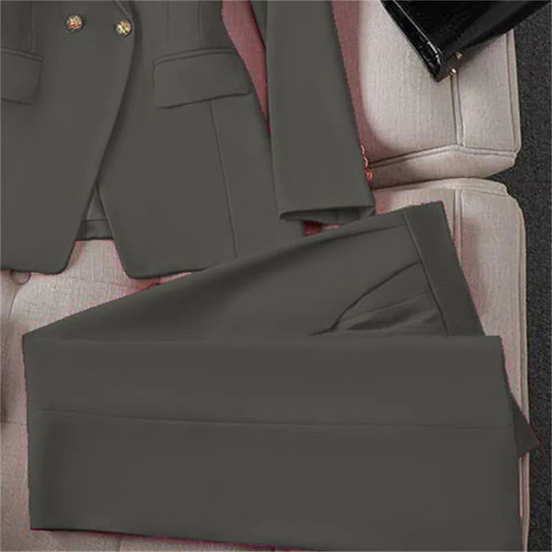 Décontracté à manches longues Blazer pantalon ensembles costumes pour femme 2025 mode 2 pièces ensemble pour femmes bureau dame manteaux vestes