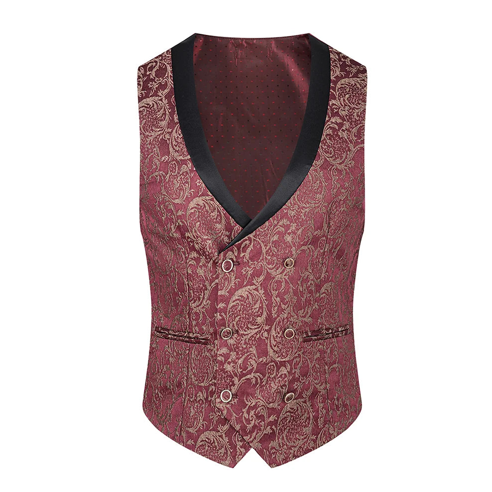 Costume vert 3 pièces pour hommes, veste de robe de soirée de mariage avec gilet et pantalon, ensembles Slim à la mode pour hommes, tissu Jacquard Beige, noir, bleu