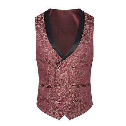 Costume vert 3 pièces pour hommes, veste de robe de soirée de mariage avec gilet et pantalon, ensembles Slim à la mode pour hommes, tissu Jacquard Beige, noir, bleu