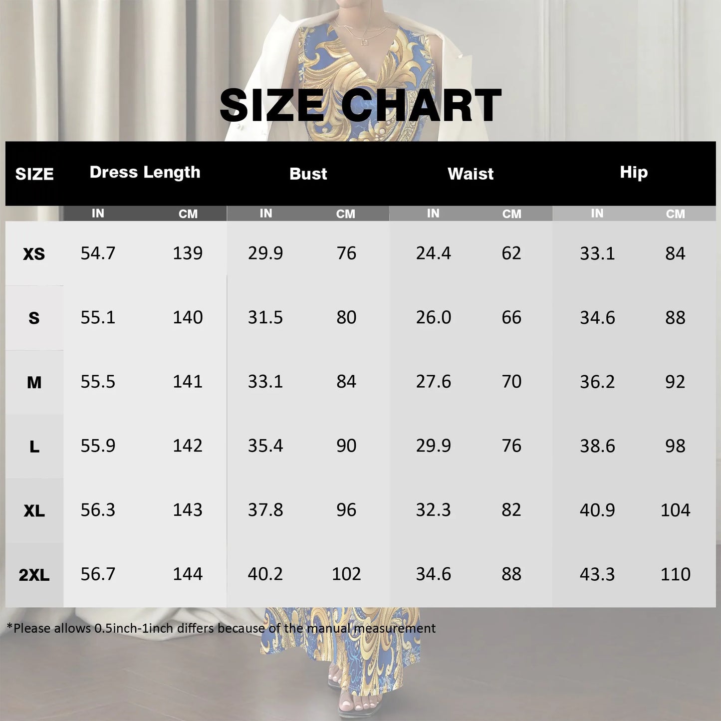 Robe longue moulante à imprimé baroque XS-2XL – Robe bleue et dorée élégante pour tenue de soirée, événements formels et gala