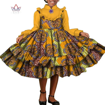 Bintarealwax-Vêtements traditionnels africains pour enfants, robes à volants pour filles, nouvelle mode, Dashiki mignon, WYT575