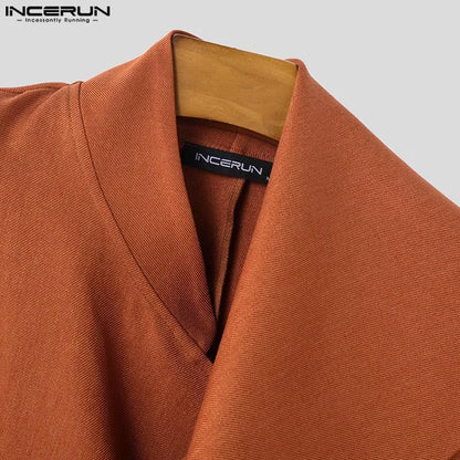 Y-INCERUN-Blazer à Manches sulfDécontracté pour Homme, Col Trempé, Couleur Unie, Assressenti, Nouveau, 2025