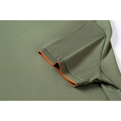 Polo en soie à fermeture éclair pour hommes, T-Shirt à manches courtes en mûrier avec fermeture éclair en métal, col montant, haut d'été décontracté de luxe en coton et lin