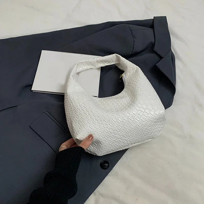 Femmes classique mode tissé en relief Hobo souple en cuir PU petit sac à bandoulière à poignée supérieure décontracté sacs à main quotidiens