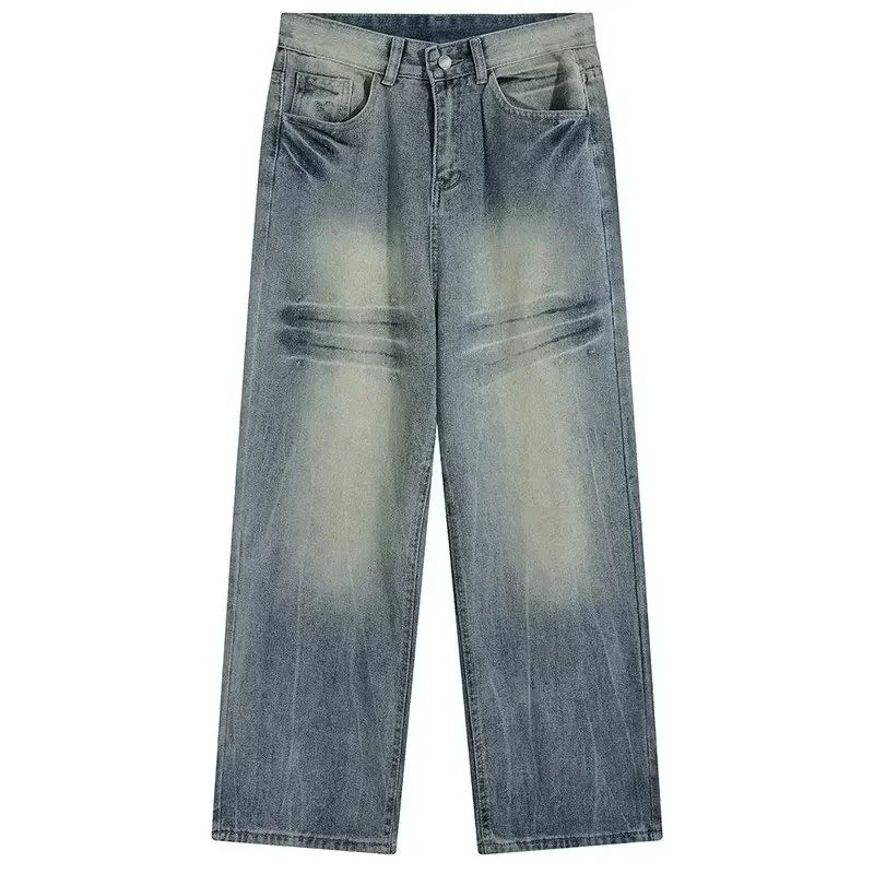 Jean Baggy craquelé pour homme, pantalon Y2k Harajuku, Vintage, délavé, droit, en Denim, Punk Goth, nouvelle collection 2025