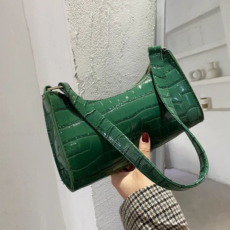 Sacs à main et bourse rétro motif Alligator pour femmes, petits sacs à bandoulière sous les aisselles, pochette fourre-tout en cuir PU de bonne qualité pour dames