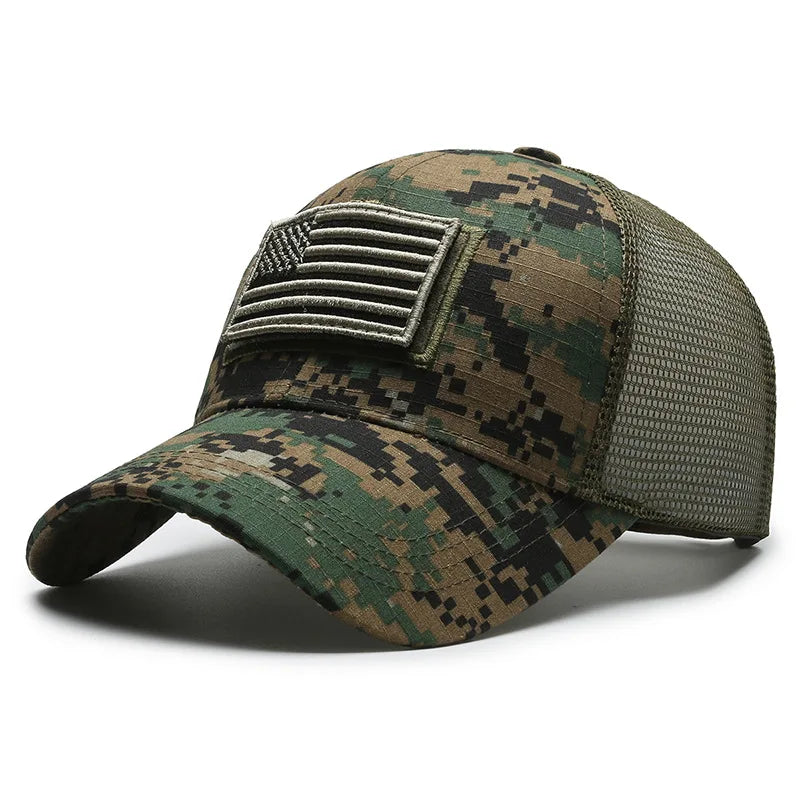 Casquette de Baseball Camouflage drapeau américain pour hommes, tactique respirante en plein air, chapeau à visière d'alpinisme réglable et élégant
