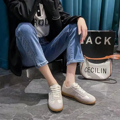 Baskets de Luxe en Cuir group pour Femme, Chaussures d'Entraînement Moral Décontractées, Plates, Nouvelle Collection Printemps 2024