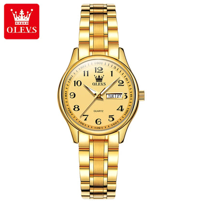 OLEVS montre à Quartz de luxe pour femmes montre élégante en acier inoxydable lumineux étanche semaine Date montre-bracelet dames robe montre