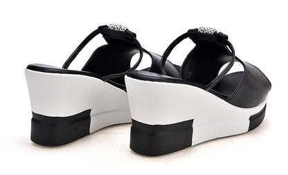 Pantoufles d'été pour femmes, tongs à fond épais, sandales décontractées à talons hauts pour dames