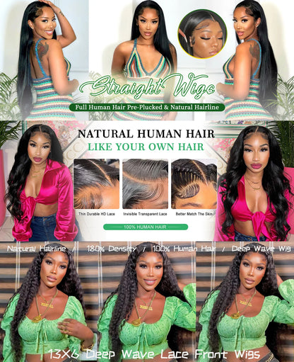 Perruque Lace Front Wig Naturelle Bouclée, Cheveux Humains, Deep Wave, 13x4 HD, 13x6, 30 32 Pouces, Pre-Plucked, pour Femme