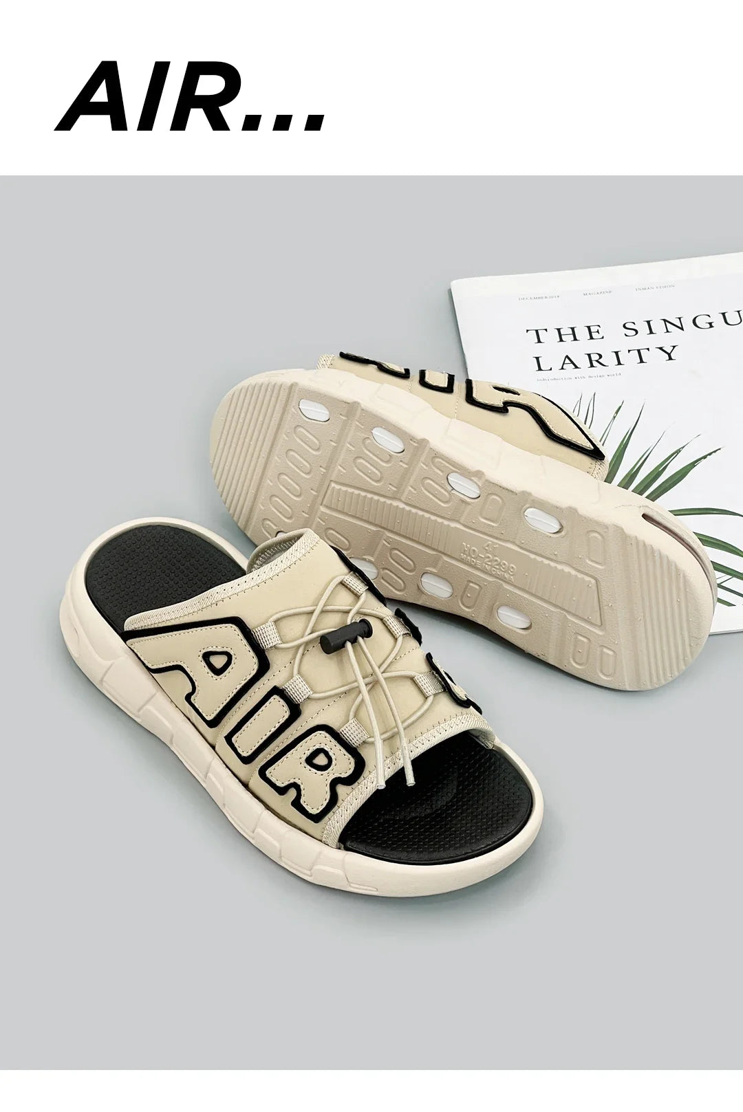 Pantoufles hommes coussin d'air conception glisser homme été nouveau PVC doux antidérapant hommes pantoufles de sport pour hommes tongs Chanclas Hombre