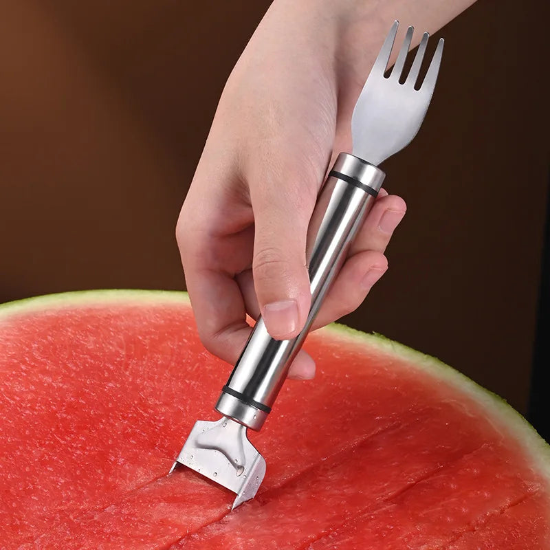 Outil de coupe de pastèque en acier inoxydable, fourchette à pastèque fonctionnelle, trancheur, outil de tranchage pour Melons, fourchette à fruits, Gadgets de cuisine