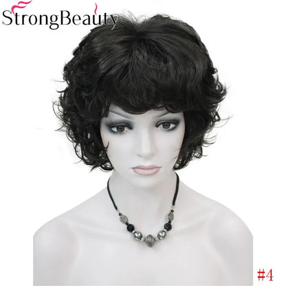 Forte beauté dames perruques courtes ondulées cheveux blonds dorés pour les femmes synthétique Capless perruque 16 couleurs