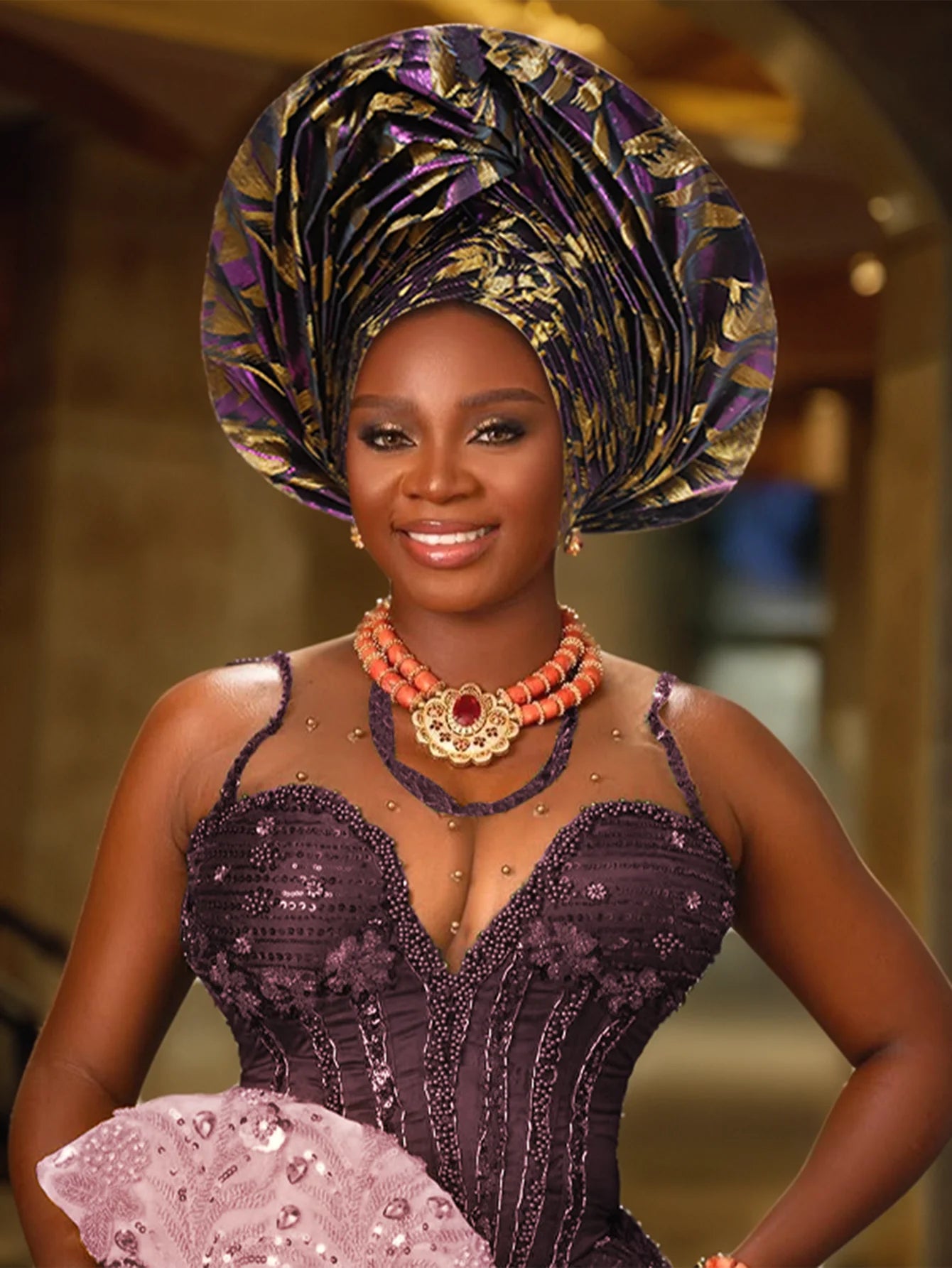 Turban africain nigérian, Bonnet Hijab Auto Gele, couvre-chef déjà fabriqué Sego Gele, bandeau pour fête de mariage