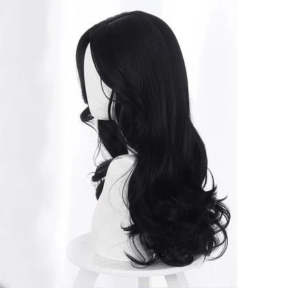 2025 Perruque synthétique Halloween la sorcière Yennefer de Vengerberg longue perruque ondulée noire fem