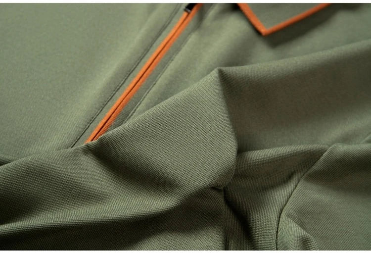 Polo en soie à fermeture éclair pour hommes, T-Shirt à manches courtes en mûrier avec fermeture éclair en métal, col montant, haut d'été décontracté de luxe en coton et lin