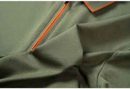 Polo en soie à fermeture éclair pour hommes, T-Shirt à manches courtes en mûrier avec fermeture éclair en métal, col montant, haut d'été décontracté de luxe en coton et lin