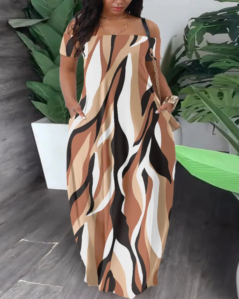 BERAKAH SUPRÊME -6 Robe longue en Polyester imprimé pour femmes africaines, Sexy, mode, manches courtes, Maxi, été, 2023