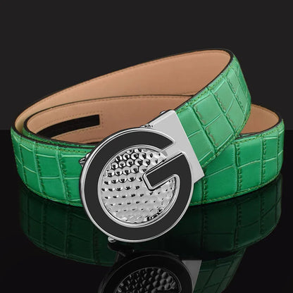 Ceinture de Golf blanche pour hommes, Texture cuir, coiffeur, boucle automatique, Simple, haute qualité, décontractée, pantalon pour jeunes