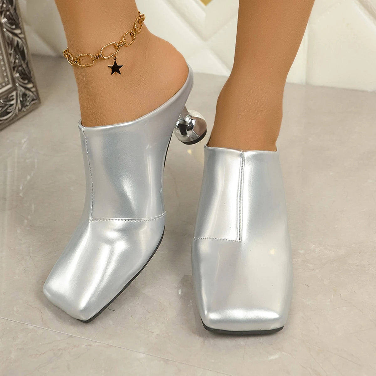 Femmes sandales nouveau créateur mode sandales compensées talons hauts pantoufles peu profond bout pointu fête dames chaussures Sandalias De Mujer