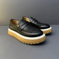 Mocassins en cuir de vachette à plateforme vintage pour hommes, chaussures en cuir véritable, respirant, évider, décontracté, conduite, affaires, été