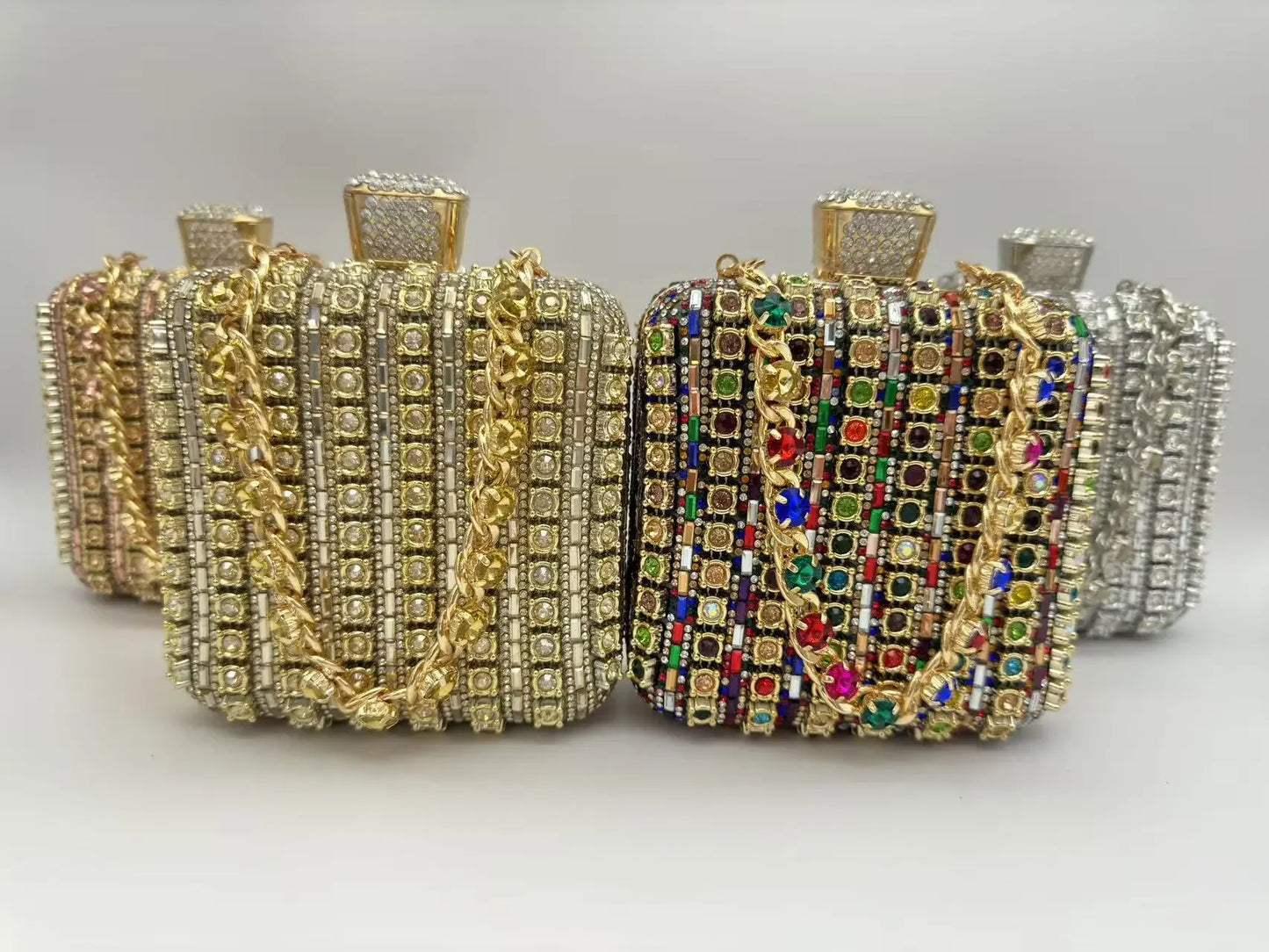 Sac pochette de soirée carrée incrustée de diamants faite à la main, sac de dîner Portable en Fiber de Polyester scintillante de petite taille pour femmes