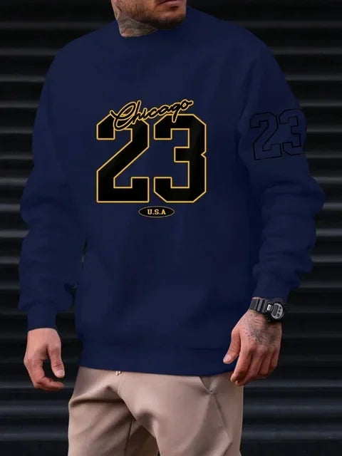 23 USA Art lettre Design homme vêtements Style de rue polaire sweats automne décontracté sweats à capuche à la mode col rond pulls