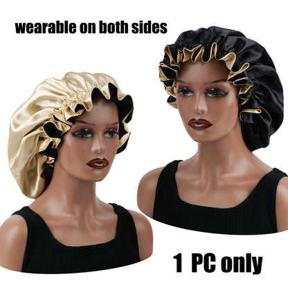 Bonnet de cheveux minimaliste Double couche en Satin, 1 pièce, bonnets de sommeil pouvant être portées des deux côtés, casquette polyvalente pour hommes/femmes