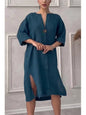 Robe longue en lin à manches longues pour femmes, robes élégantes, robe éducative, été décontracté, monochromatique, fête de documents, Y2K, été 2024