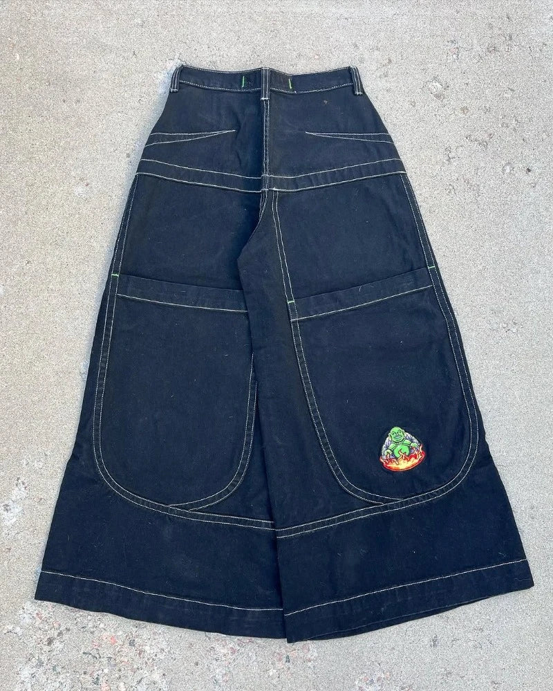 Y2K hommes Baggy Jeans vintage streetwear brodé Harajuku motif jeans hommes femmes sol américain Hip Hop gothique jambe large jean