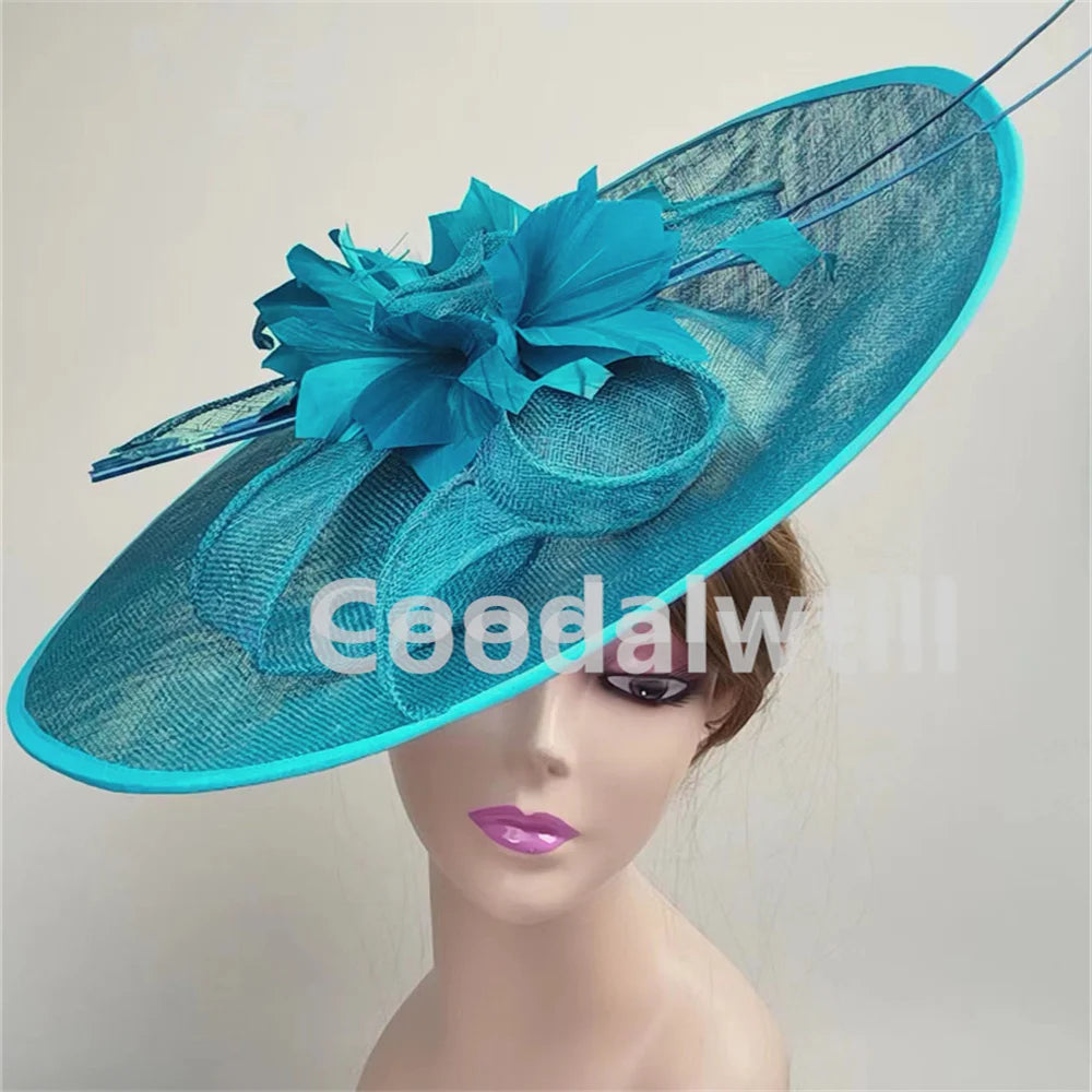 Royal Ascot grand Chapeau fascinateur femmes Kentucky Derby plume grand Chapeau fascinateur fête mariage casque fleur église Chapeau