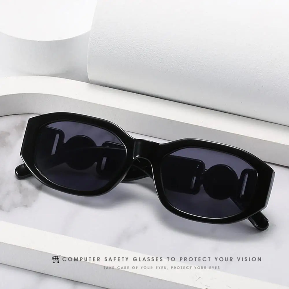 Lunettes de soleil Y2K irrégulières pour femmes et hommes, monture optique, nuances vintage, protection UV, design rose en métal, été