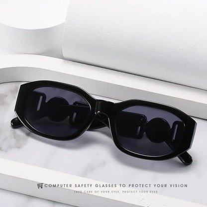 Lunettes de soleil Y2K irrégulières pour femmes et hommes, monture optique, nuances vintage, protection UV, design rose en métal, été