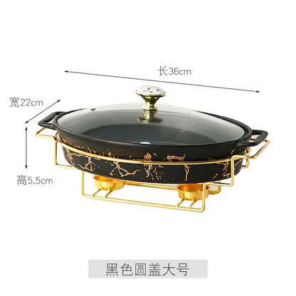 Vaisselle de visionneuse naren céramique nordique, casserole binaurale domestique, pot à soupe, hôtel, restaurant, ensemble de supports de pot chauffant à bougie