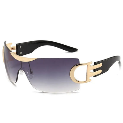 Lunettes de soleil Y2K sans monture pour femmes, lunettes de soleil sans cadre, nuances de chimshield, futuriste, respirant, unisexe, rond, mode