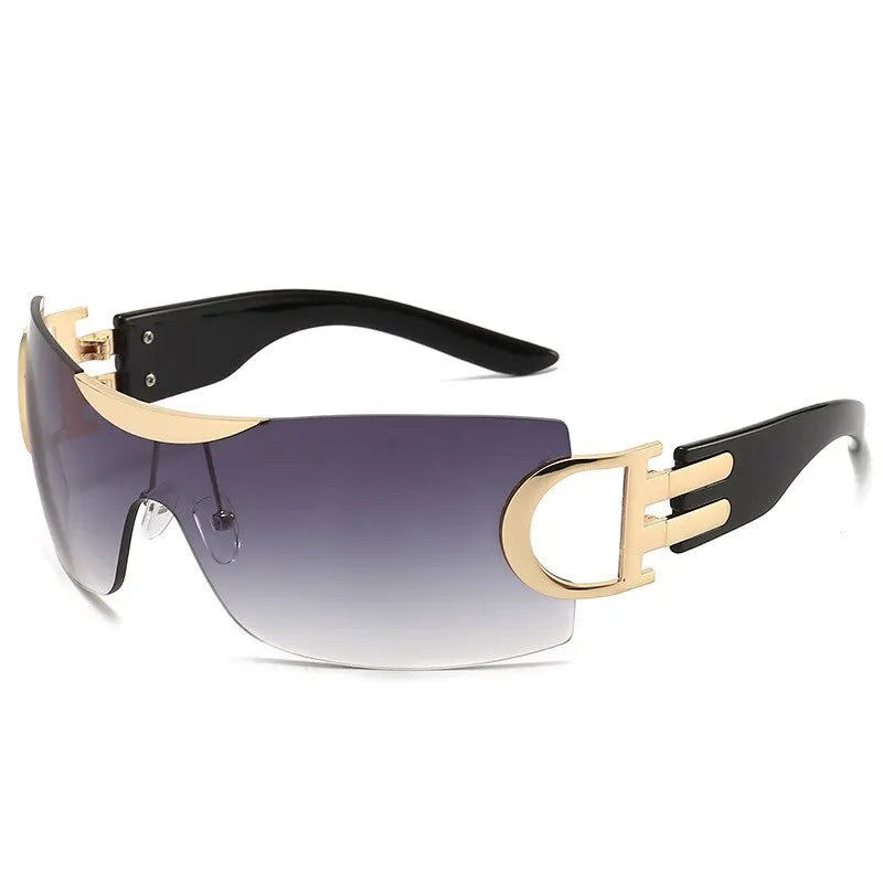 Lunettes de soleil Y2K sans monture pour femmes, lunettes de soleil sans cadre, nuances de chimshield, futuriste, respirant, unisexe, rond, mode