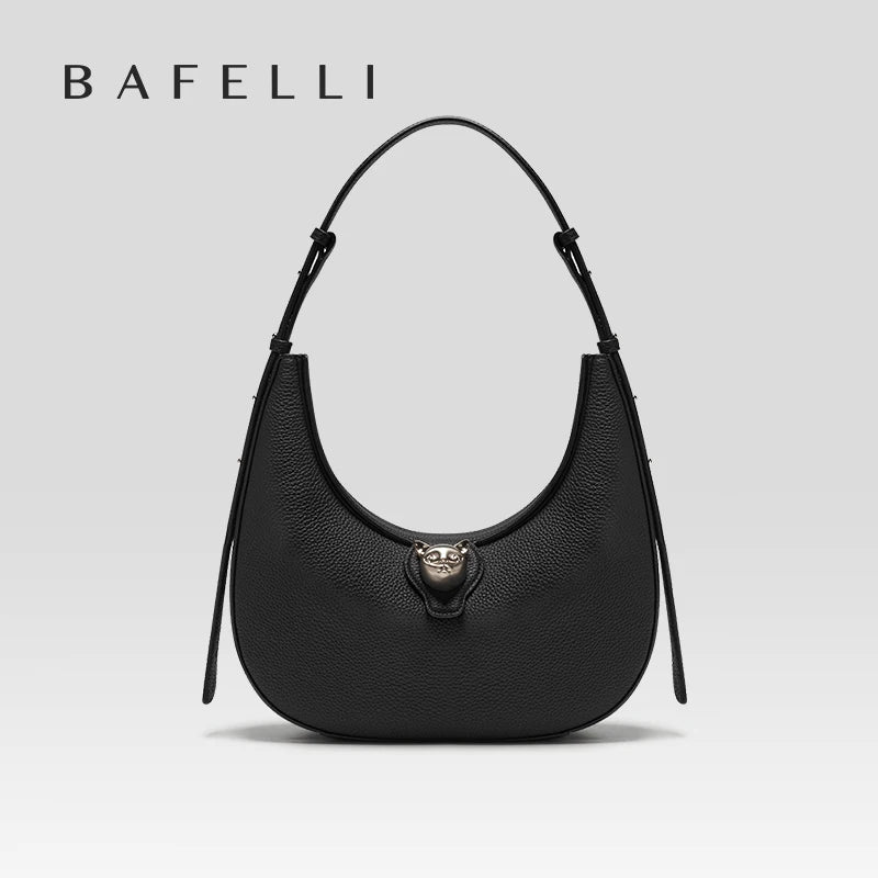 BAFELLI 2025 nouveau sac à main pour femmes série chat en cuir véritable marque de luxe mode rétro STYLE épaule HOBOS sacs à rabat femme