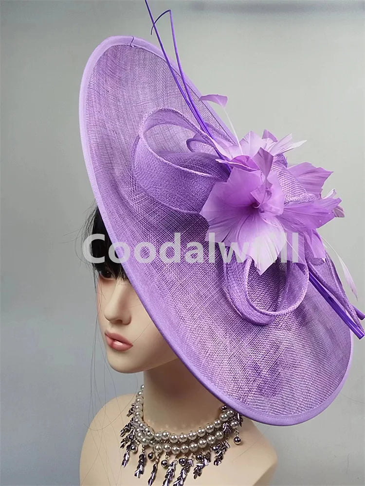 Royal Ascot grand Chapeau fascinateur femmes Kentucky Derby plume grand Chapeau fascinateur fête mariage casque fleur église Chapeau