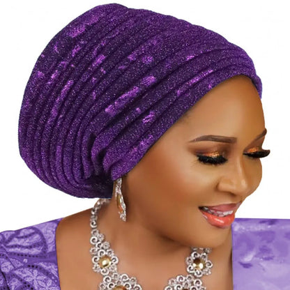 Turban Plissé pour Femme, Cravate de Sauna, ixde Mariage Africain, Nigeria, 2025