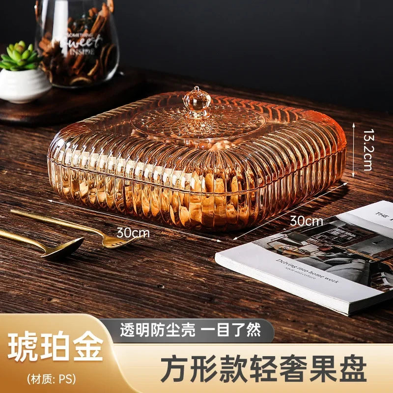 Boîte à snacks transparente multicouche, anti-poussière, acrylique, fruits secs, boîte de rangement pour bonbons et noix, salon moderne, conteneur solaire