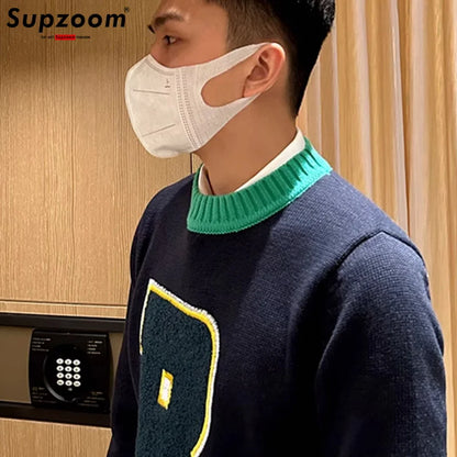 Supzoom nouveauté haut à la mode col rond pulls Appliques marque vêtements brodé Net rouge chaud décontracté tricoté hommes pull
