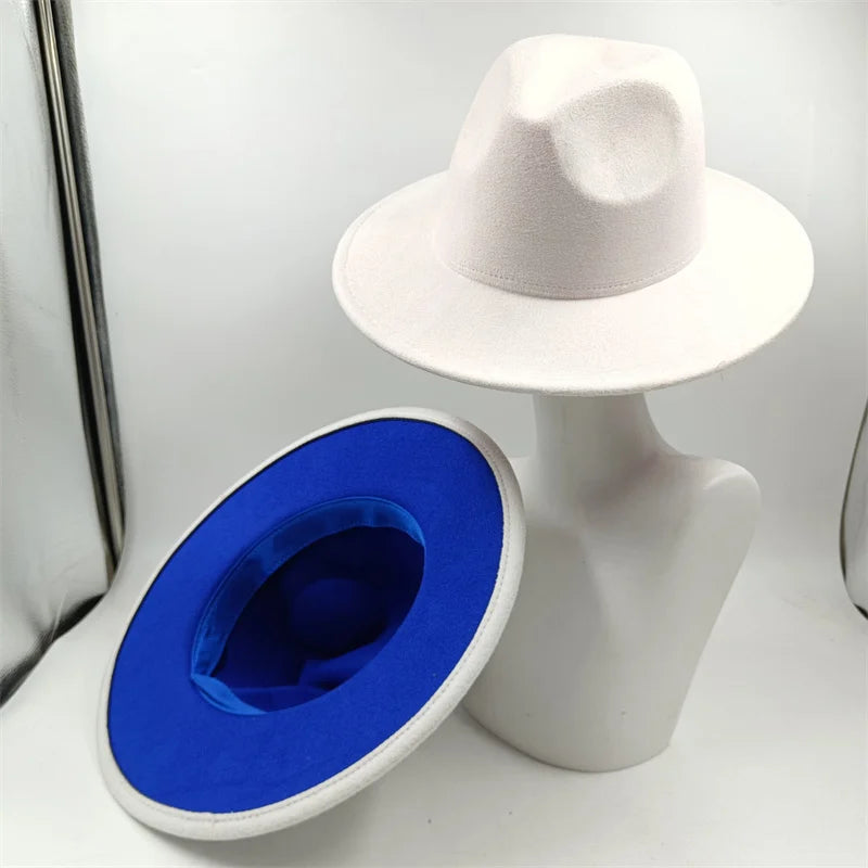 Chapeau Fedora à larges bords pour hommes et femmes, chapeau en feutre ander, chapeau d'église, laine douce, grande taille, DN, britannique, 60cm