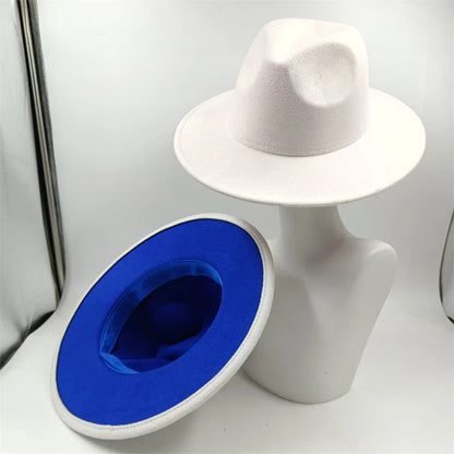 Chapeau Fedora à larges bords pour hommes et femmes, chapeau en feutre ander, chapeau d'église, laine douce, grande taille, DN, britannique, 60cm