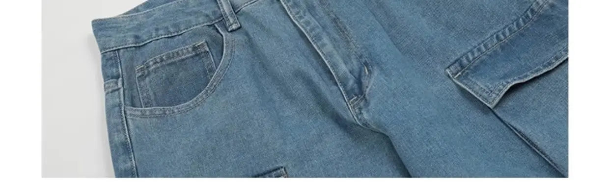 Jean Baggy à jambes larges pour femmes, pantalon Cargo multi-poches, nouvelle mode Harajuku Y2K, Streetwear, jean bleu délavé, 2025