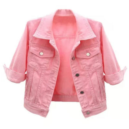 Femmes Denim veste printemps automne manteau court rose Jean vestes décontracté hauts violet jaune violet bleu hauts amples dame vêtements d'extérieur