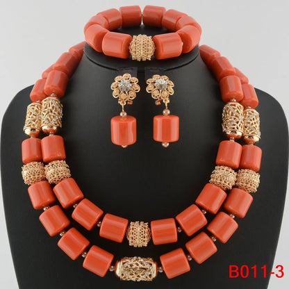 Ensemble de bijoux de mariée en corail artificiel, ensemble de colliers de perles africaines et nigérianes