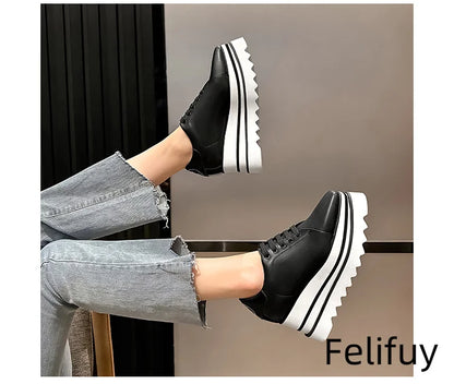 Baskets Blanches en Cuir de Vache pour Femme, Chaussures à Semelle Optique, Décontractées, à Lacets, Confortables, d'Extérieur, de Styliste, Printemps 2024