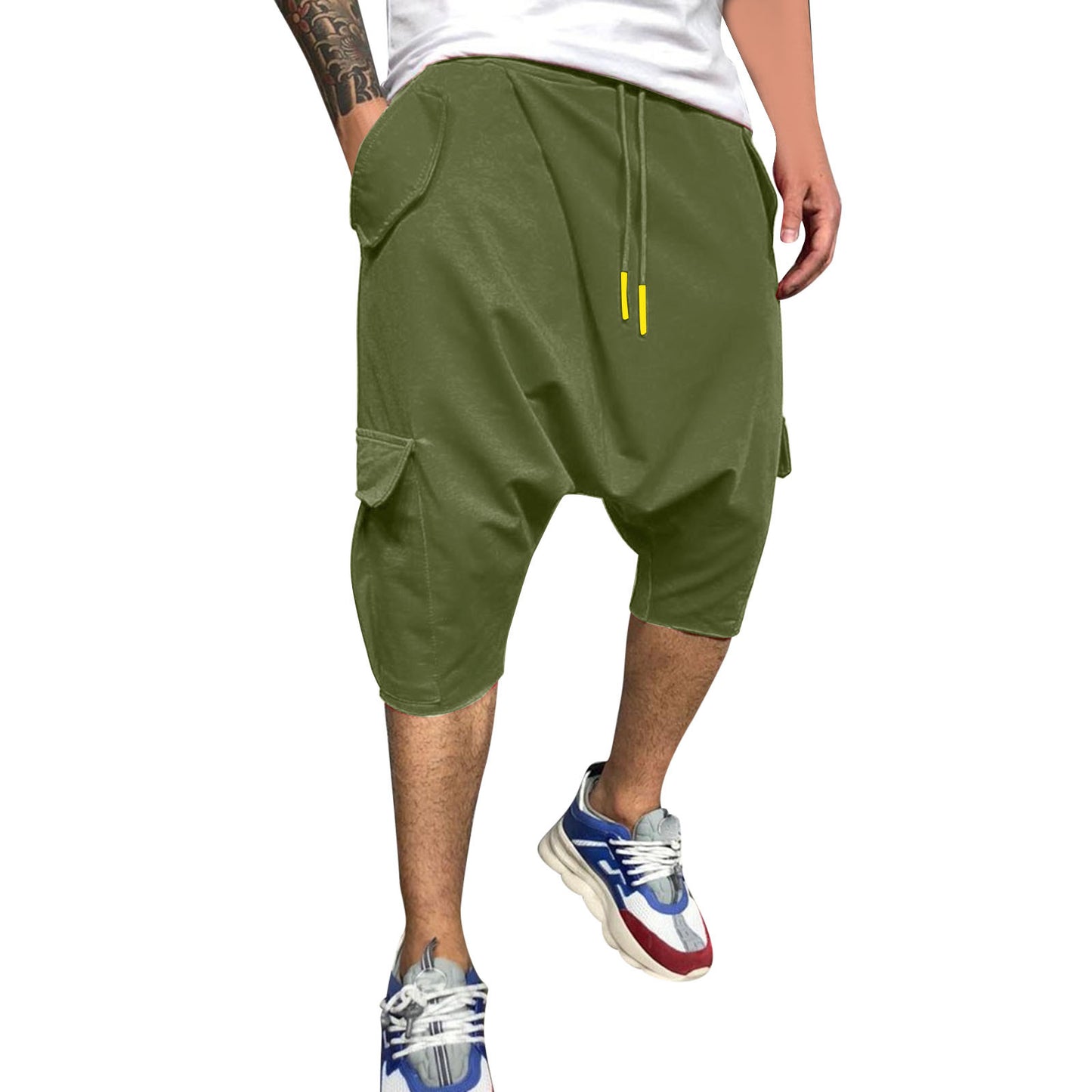 Pantalon de survêtement décontracté pour hommes, tendance Hip Hop en Europe et en amérique, ample, solide, sport de rue, Harlan, court, vêtements pour hommes